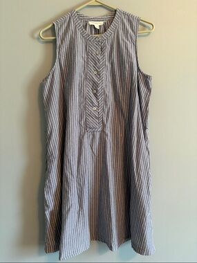 beachlunchlounge Blue & White Striped Button-Front Mumu Dress